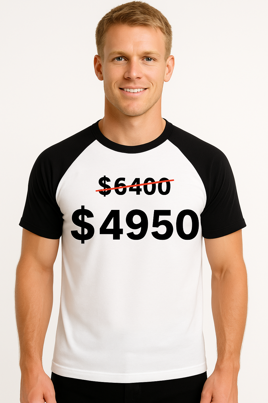 REMERA PARA SUBLIMAR RANGLAN BLANCA CON MANGAS NEGRAS HOMBRE UNISEX