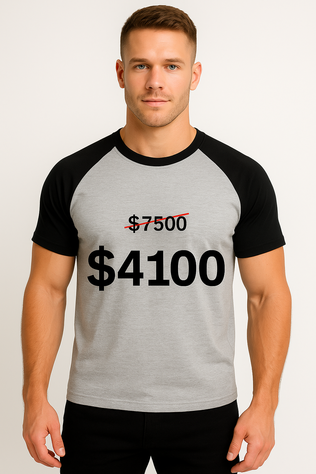 REMERA PARA SUBLIMAR RANGLAN GRIS CON MANGAS NEGRAS HOMBRE UNISEX