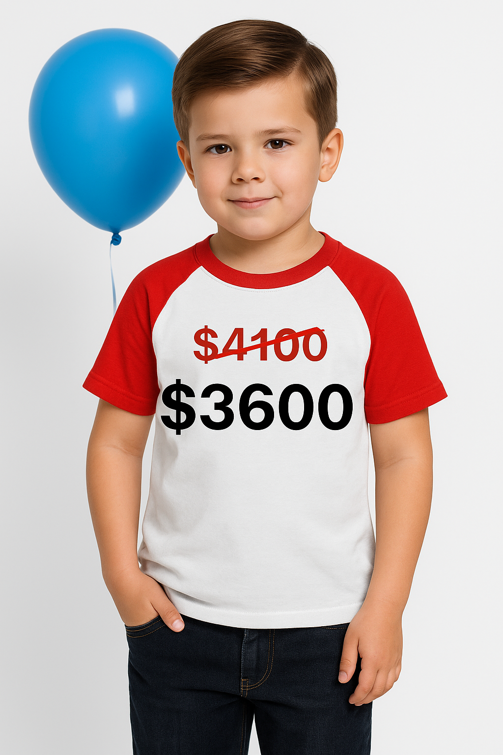 REMERA PARA SUBLIMAR RANGLAN BLANCA CON MANGAS ROJAS PARA NIÑO